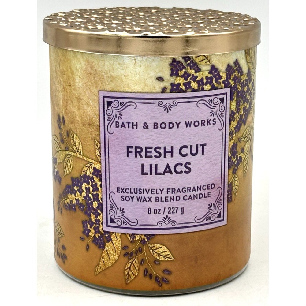 Bath and Body Works Wick Candle Lilac Scent Soy Wax Blend 8 Ounces